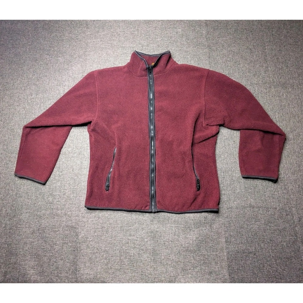 REI Co‎ Op Mens Polartec Fleece Jacket Small Windstopper Maroon Red Full Zip Vtg